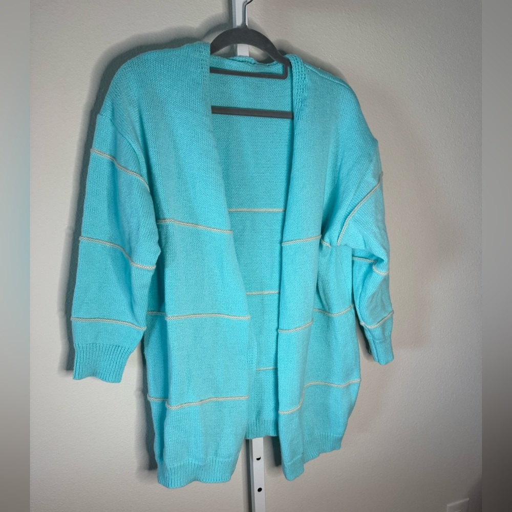 NWOT Women's Open Front Cardigan Sweater - Aqua Blue